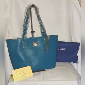 Dooney & Bourke NWT Teal and Red Saffiano Charleston tote